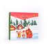 Auf dem Foto ist der Geschenkkarton Weihnachten zu sehen. Darauf abgebildet ist eine Winterlandschaft mit einem Hasen und einer Maus darauf.